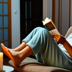 Pampering Foot Mask Session**

A woman relaxing at home, sitting comfortably in a chair, fully clothed in comfortable loungewear, applying a foot mask. Candles are lit nearby, and a book rests in her lap. Soft, warm lighting. safe for work, appropriate content, fully clothed, professional photography, perfect anatomy, natural proportions, family-friendly.

**